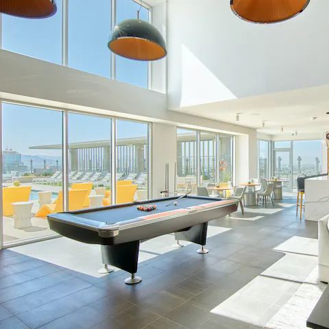 Challenge your neighbours to a game of billiards in the shared lounge