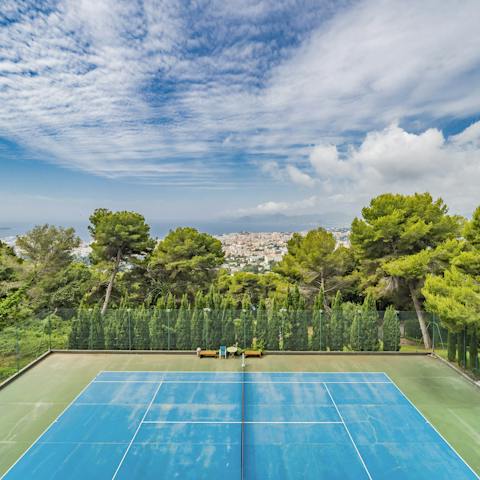Play a match on your private tennis court