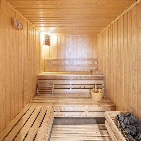 Enjoy a steam session in the sauna