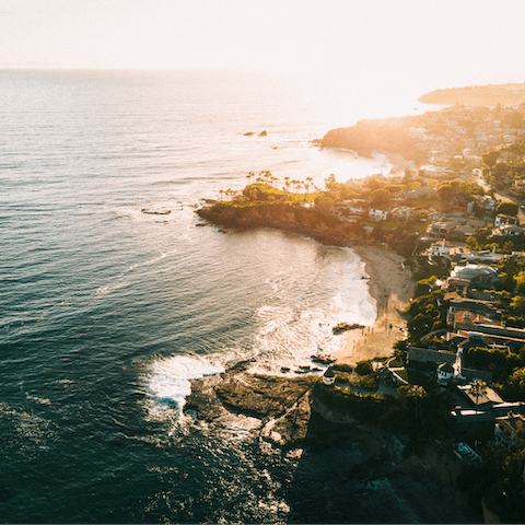 Stay just one block away from Laguna Beach, exploring the city's surf spots, museums, galleries, and more