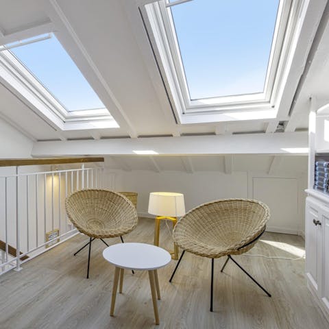 Head upstairs to spacious bedrooms made bright with skylights
