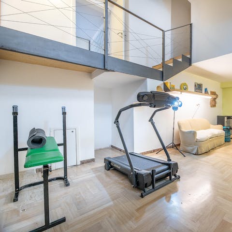 Start the day with a workout in the home gym