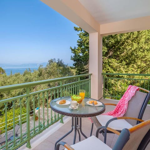 Savour your morning coffee on the balcony, marvelling at the gorgeous sea view