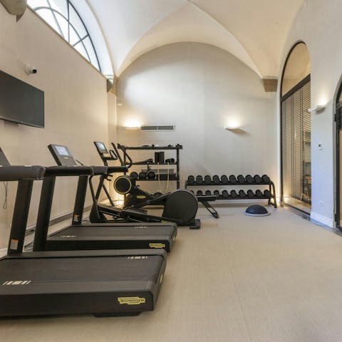 Energise your stay with an uplifting workout in the shared gym