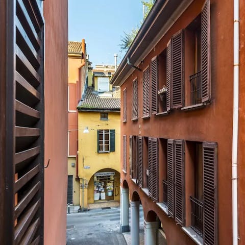 Peer out at the city's charming facades from the Juliet balcony windows