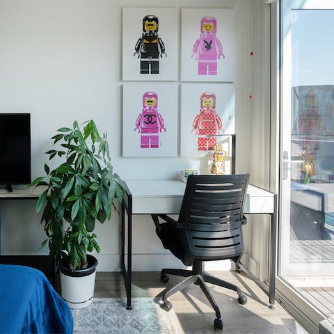 Work from home at the dedicated office space in natural sunlight