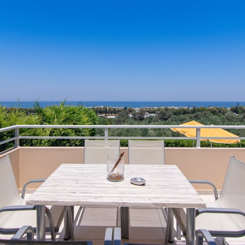 Start your mornings with coffee on the rooftop terrace, gazing out to sea