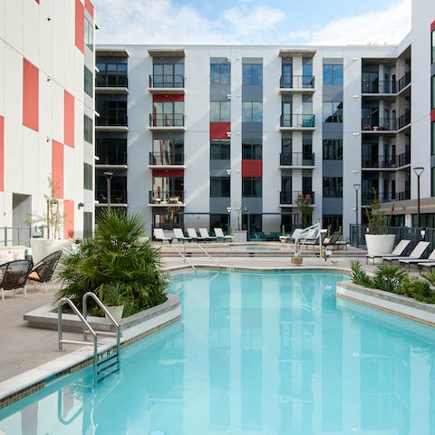 Head down to the building's pool for a cooling dip