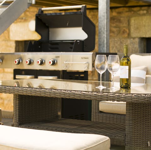 Light up the barbecue to dine alfresco, complimented with a glass of wine