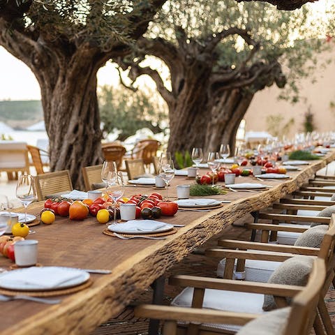 Enjoy a farm-harvested meal in the resort's sustainable dining area