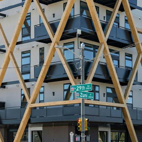 Stay in a striking contemporary building, known for external structural beams