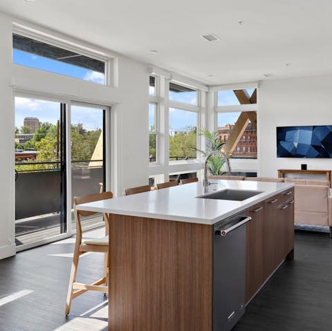 Relax in the bright, open-plan living space