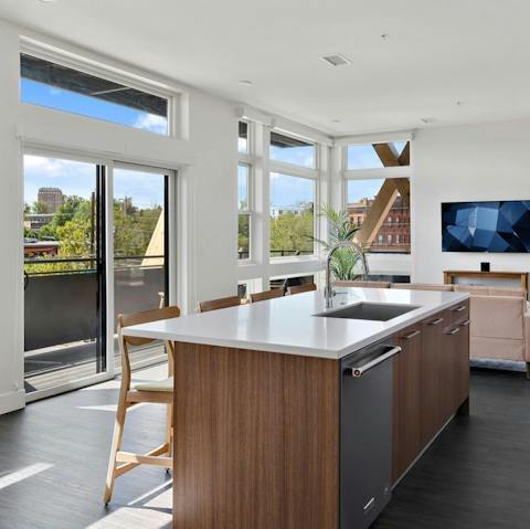 Relax in the bright, open-plan living space