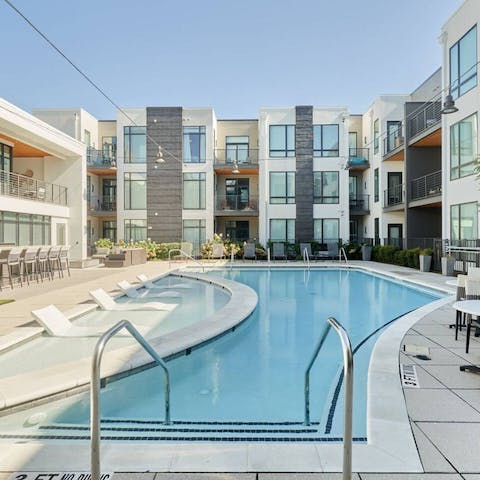 Spend sweltering summer days cooling off in the communal pool