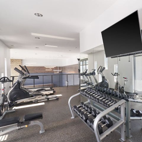 Start your morning with a cardio session in the on-site gym