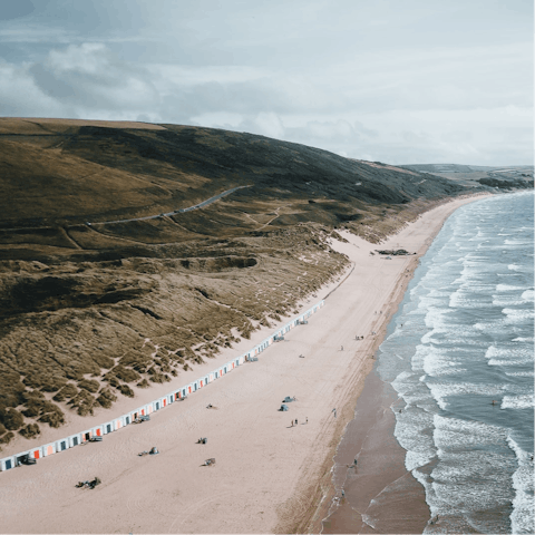 Head for the vast sands of Woolacombe Beach – within driving distance