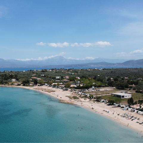 Dip your toes into the clear blue Ionian Sea at Alykes Beach