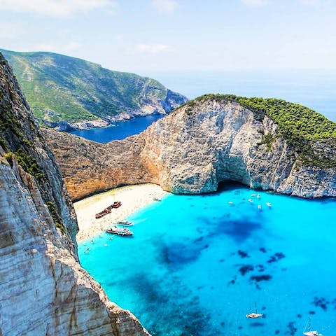 Explore the beautiful beaches and coves along the western coast of Zakynthos