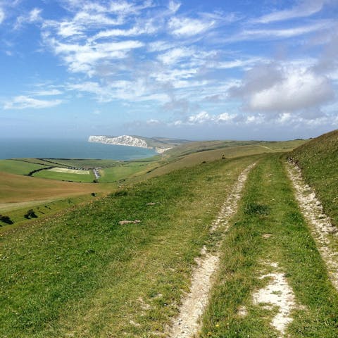 Explore the Isle of Wight's beautiful coastline, reached in half an hour's walk