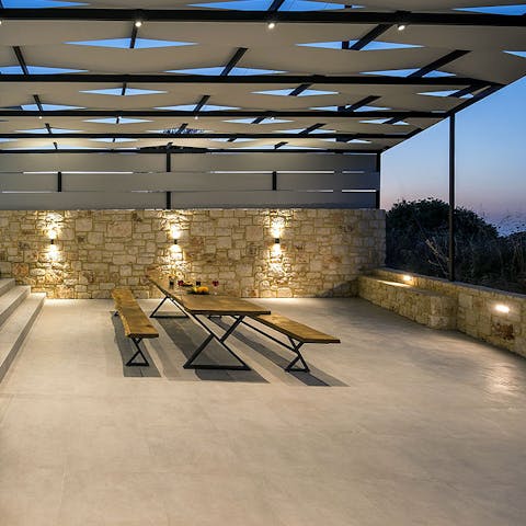 Enjoy alfresco feasts and sunset drinks in the stylish outdoor dining area