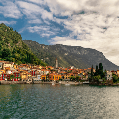 Hop on a boat to the charming lake village of Varenna nearby