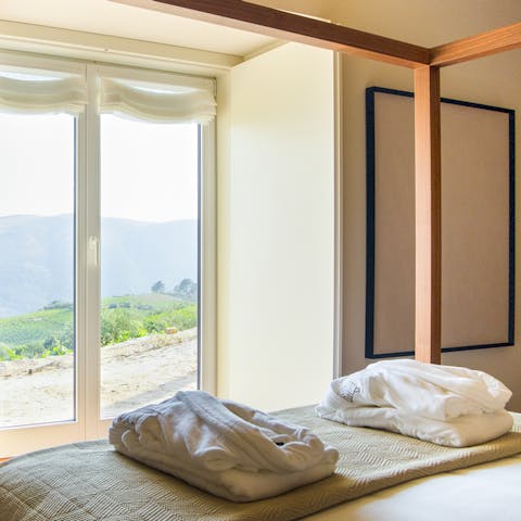 Indulge the senses with slow mornings watching the sun rise from bed