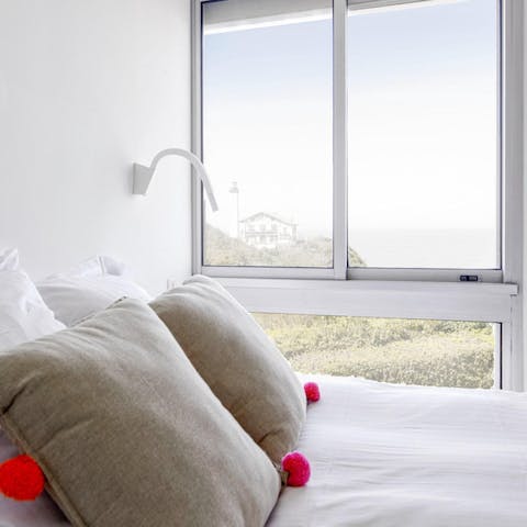 Wake up to glorious sea views in your bright and peaceful bedroom