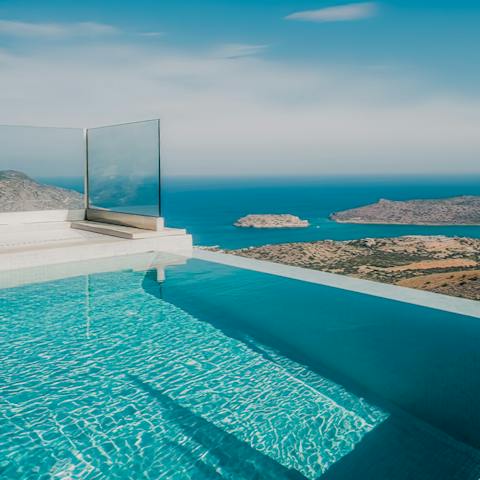 Cool off in your private infinity pool with some of the best views on Crete 