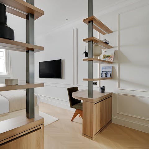 Lighten your workload at a contemporary desk in the bedroom