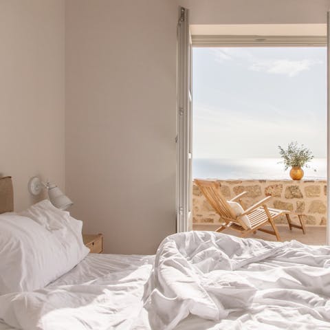 Wake up to sea vistas from the serene bedrooms