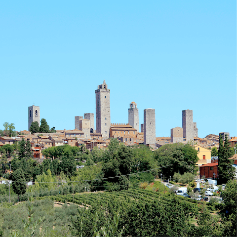 Head to San Gimignano for a day trip – the UNESCO World Heritage Site is forty-two minutes away