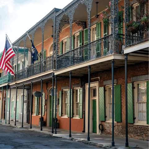 Explore the rich and varied architecture of New Orleans from your central location