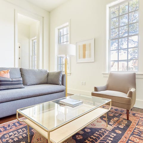 Put your feet up on the sofa in the natural-light filled living space