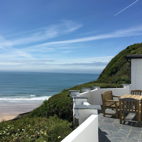 Gather on the terrace for alfresco meals overlooking the coast