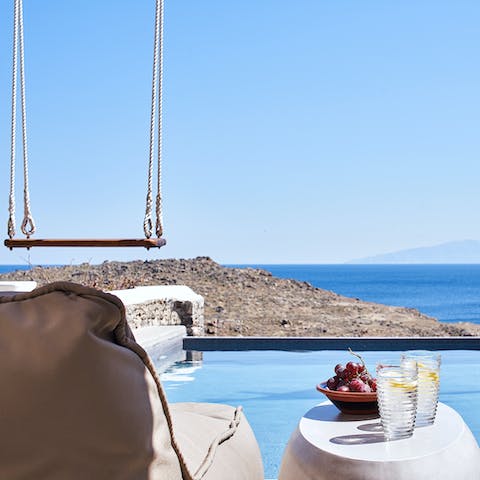 Cool off from the Greek heat with a refreshing swim in the private pool