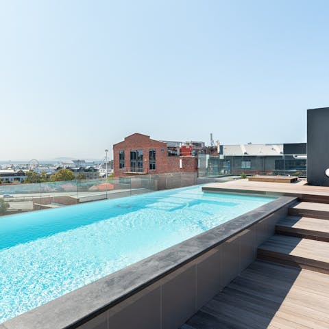 Soak up the glorious South African sunshine from the shared rooftop pool