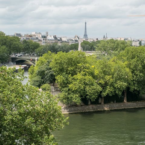 Admire the views across the Seine to the Eiffel Tower