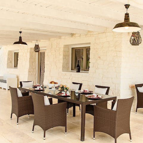 Sit down to an elegant meal outside