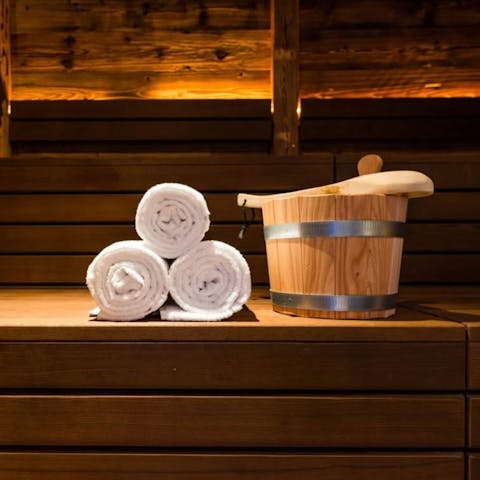 Unwind in the Swedish sauna after a day on the slopes