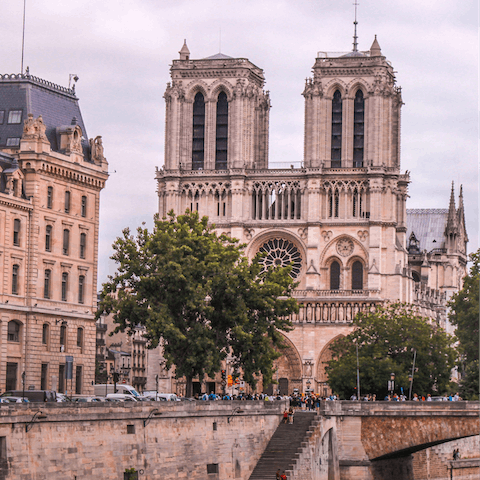 Take a five-minute stroll to the iconic Notre Dame 