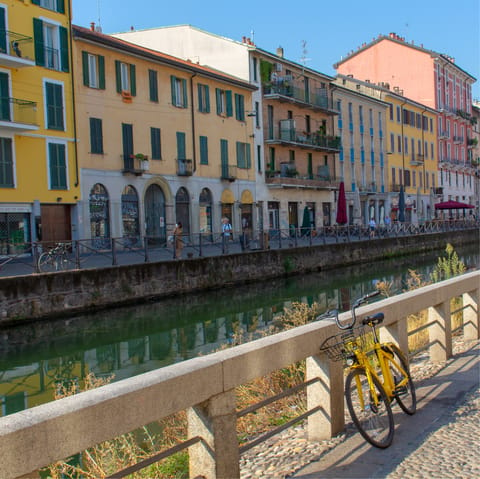 Stay next to the lively Navigli canals and grab a drink, just a three-minute walk away
