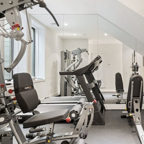Enjoy a morning workout in this home's gym