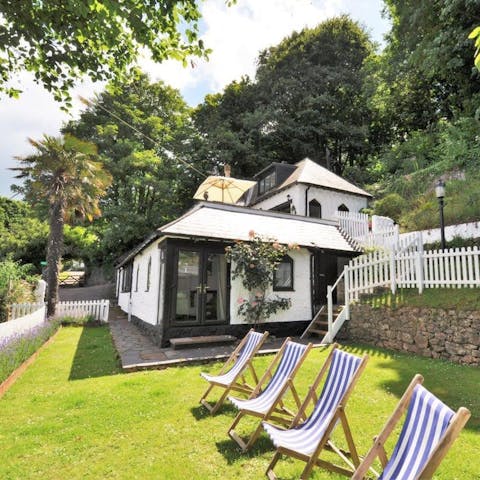 Sit out in the terraced garden and admire the views