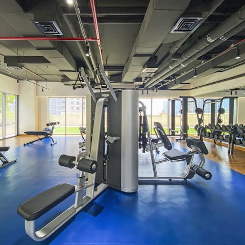 Start the day with an endorphin-pumping workout in the communal gym