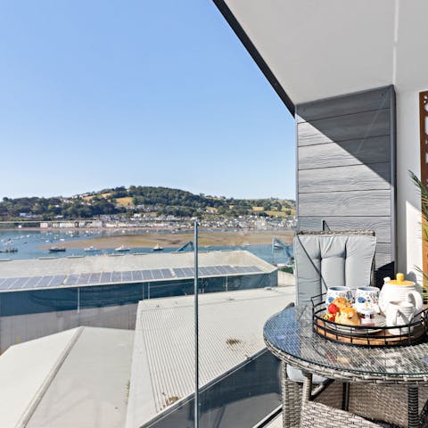 Enjoy breakfast with a view on the balcony