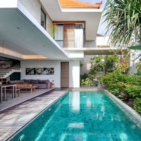 Cool off from the Bali sun in the private swimming pool