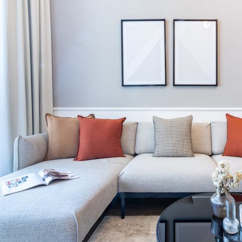 Unwind and relax on the sofa after a long day of working or exploring Dubai, reading a book or flicking through the TV