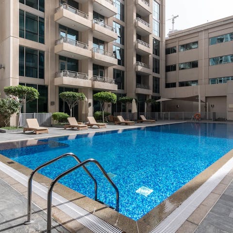 Spend days relaxing by the sparkling pool, getting lost in a good book, and taking dips to cool off