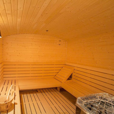 Unwind in the coal-fired sauna after hitting the slopes