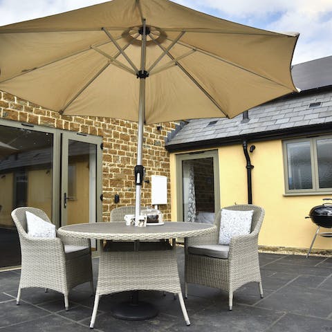 Dine alfresco in the warmer months and enjoy the quiet of nature that surrounds you